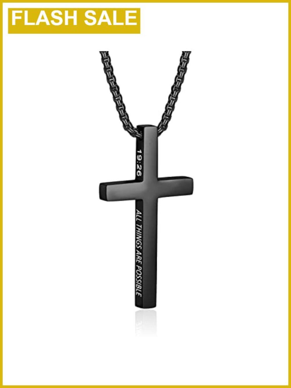 Men's Stainless Steel Cross Necklace 22+2" Adjustable Chain Christian Gift